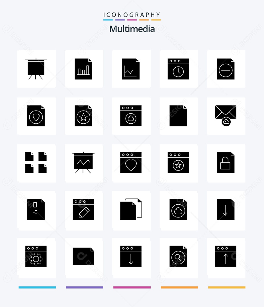 Conjunto de Ícones de Multimídia Ilustração Vetor EPS