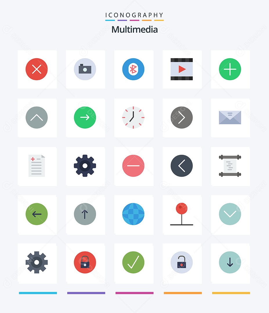 Conjunto de Ícones de Multimídia Ilustração Vetor EPS