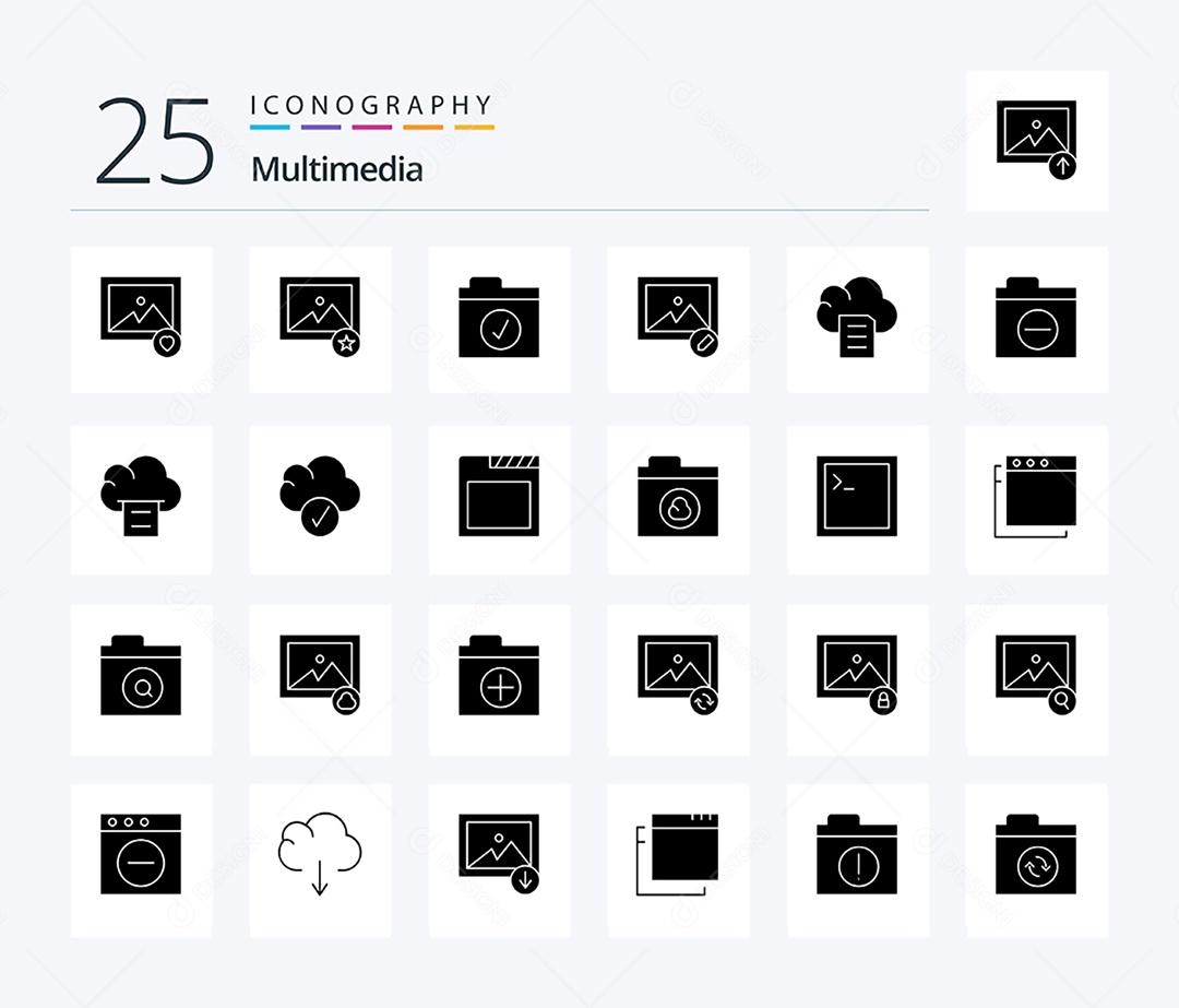Conjunto de Ícones de Multimídia Ilustração Vetor EPS