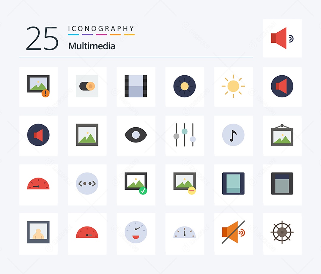 Conjunto de Ícones de Multimídia Ilustração Vetor EPS