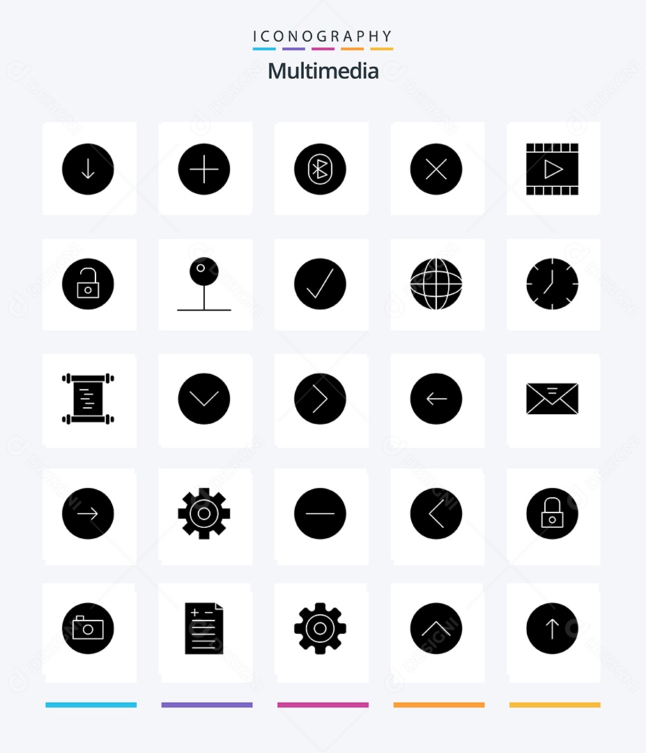 Conjunto de Ícones de Multimídia Ilustração Vetor EPS