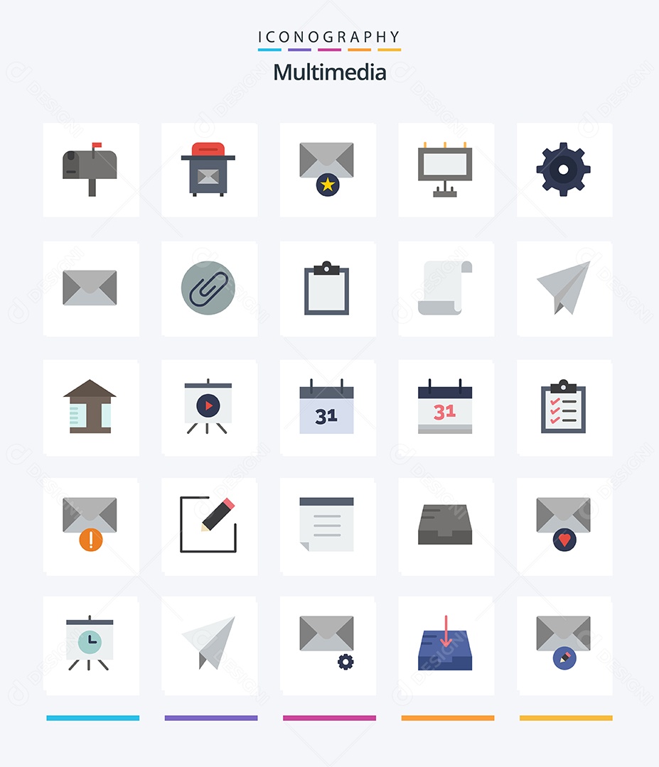 Conjunto de Ícones de Multimídia Ilustração Vetor EPS