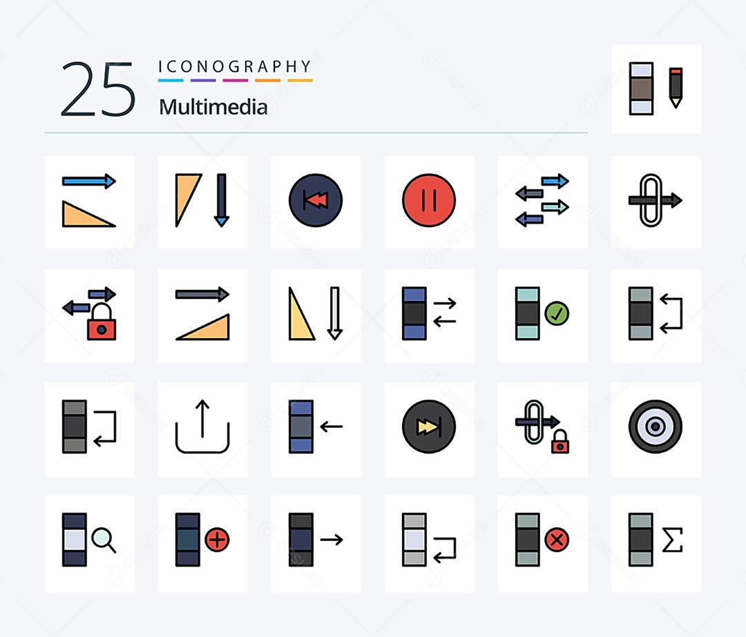 Conjunto de Ícones de Multimídia Ilustração Vetor EPS