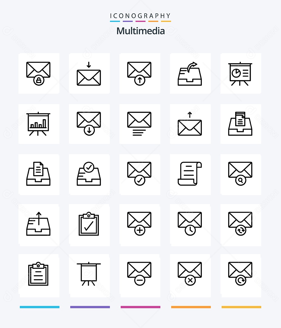 Conjunto de Ícones de Multimídia Ilustração Vetor EPS