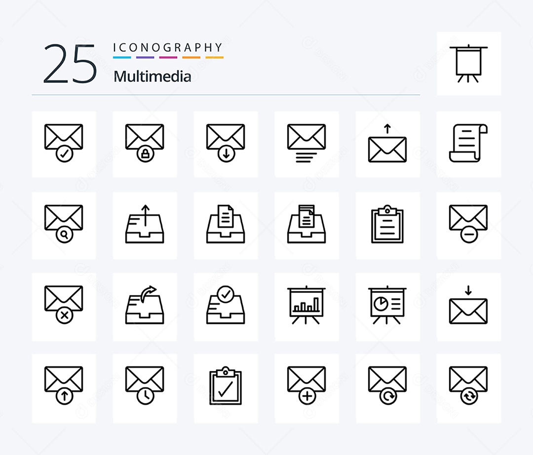 Conjunto de Ícones de Multimídia Ilustração Vetor EPS