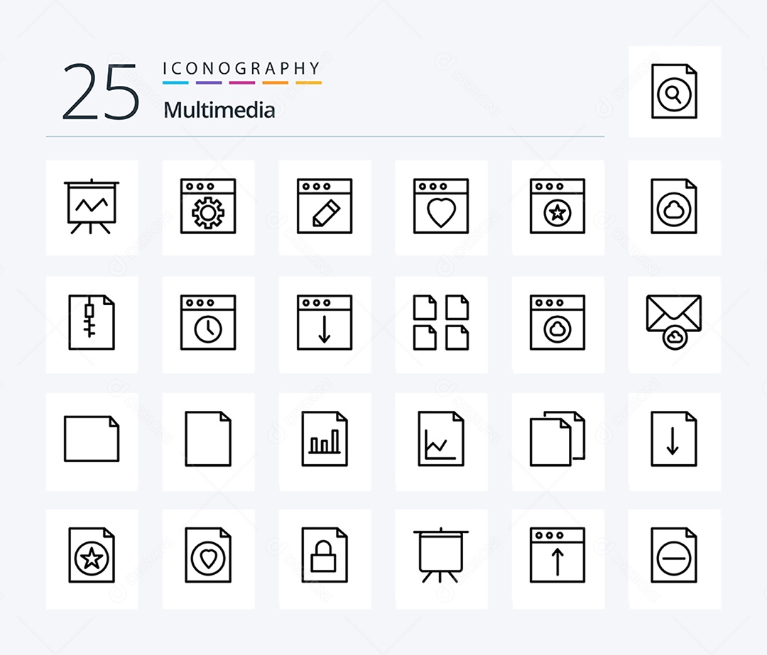 Conjunto de Ícones de Multimídia Ilustração Vetor EPS