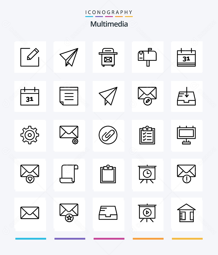 Conjunto de Ícones de Multimídia Ilustração Vetor EPS