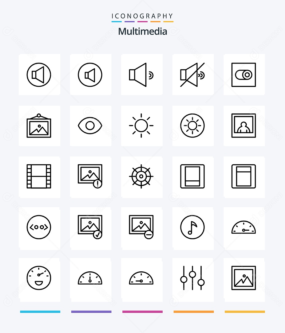 Conjunto de Ícones de Multimídia Ilustração Vetor EPS