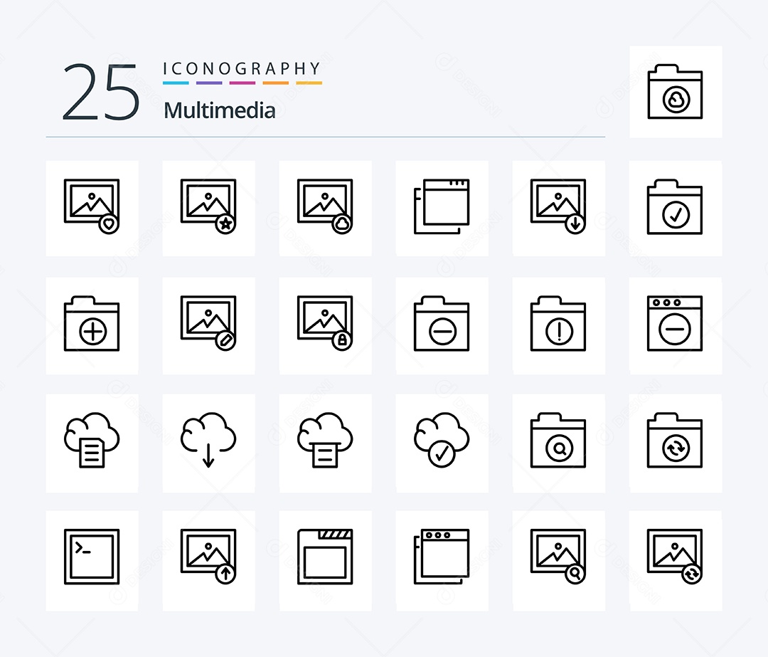 Conjunto de Ícones de Multimídia Ilustração Vetor EPS