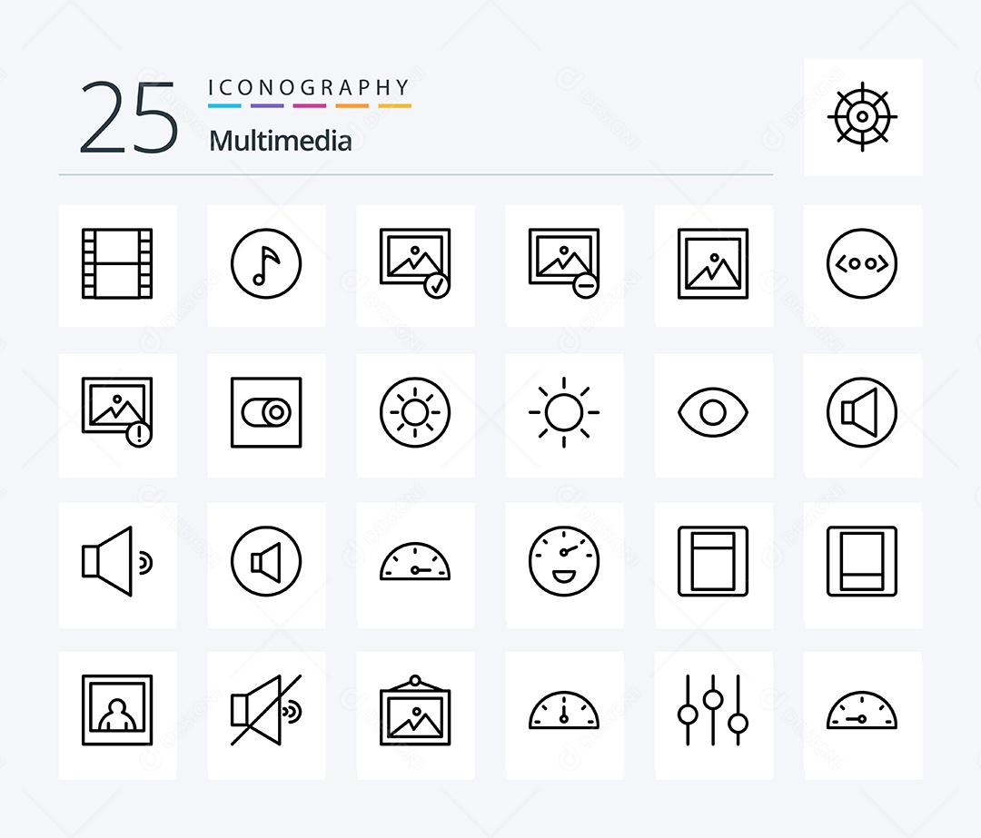 Conjunto de Ícones de Multimídia Ilustração Vetor EPS