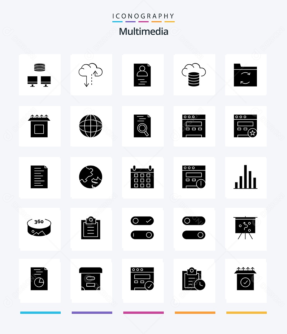 Conjunto de Ícones de Multimídia Ilustração Vetor EPS