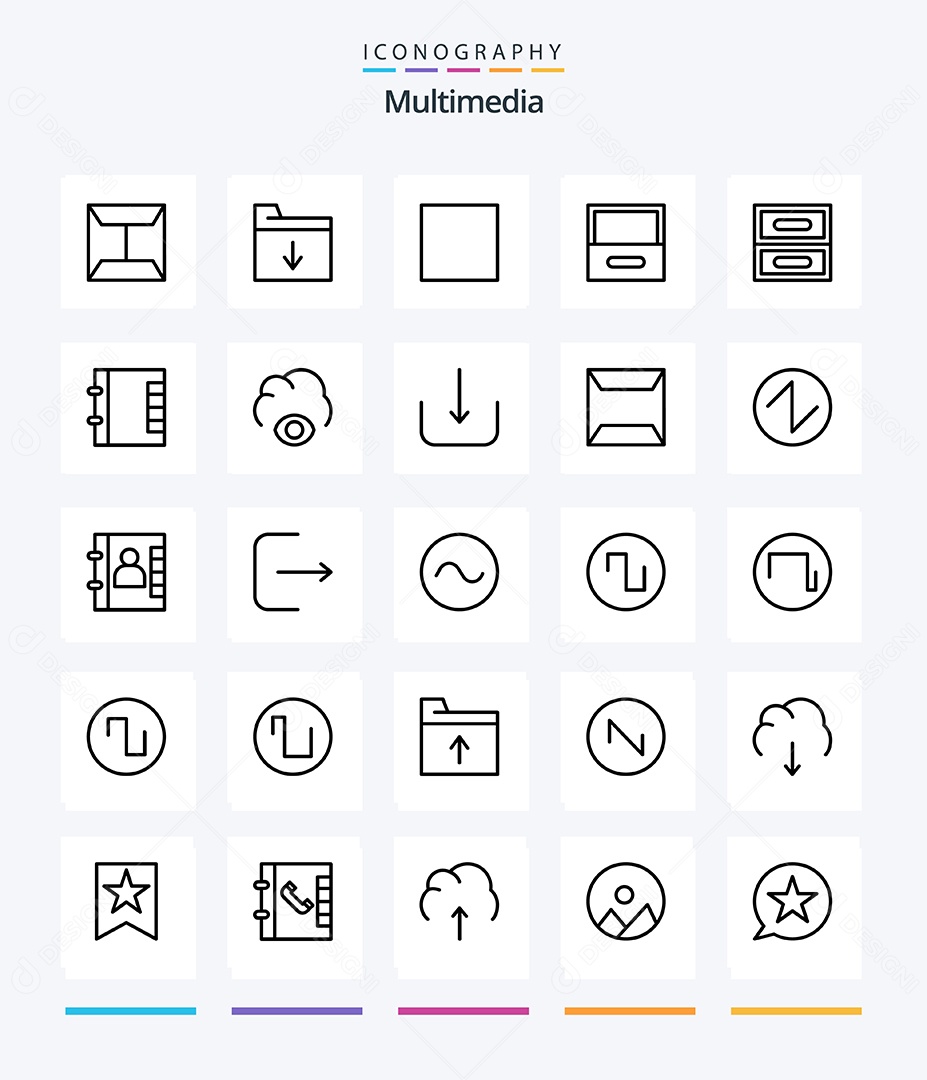 Conjunto de Ícones de Multimídia Ilustração Vetor EPS