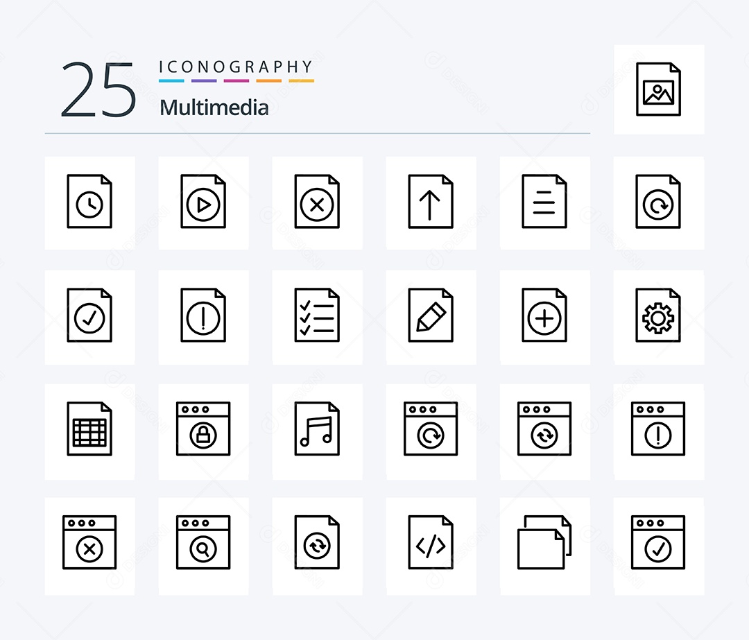 Conjunto de Ícones de Multimídia Ilustração Vetor EPS