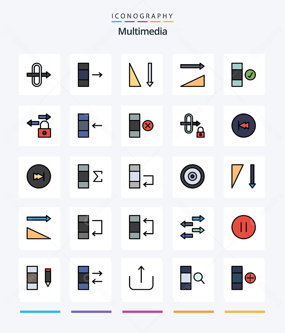 Conjunto de Ícones de Multimídia Ilustração Vetor EPS