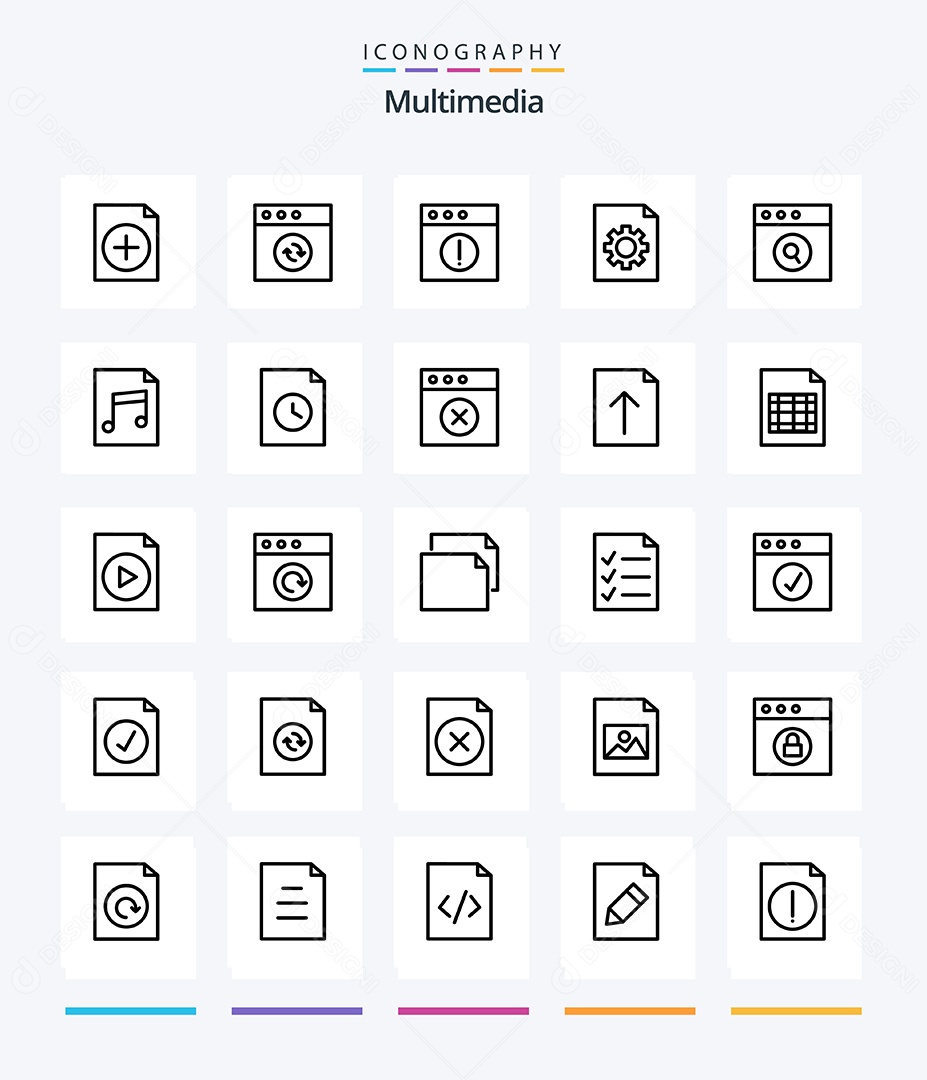 Conjunto de Ícones de Multimídia Ilustração Vetor EPS