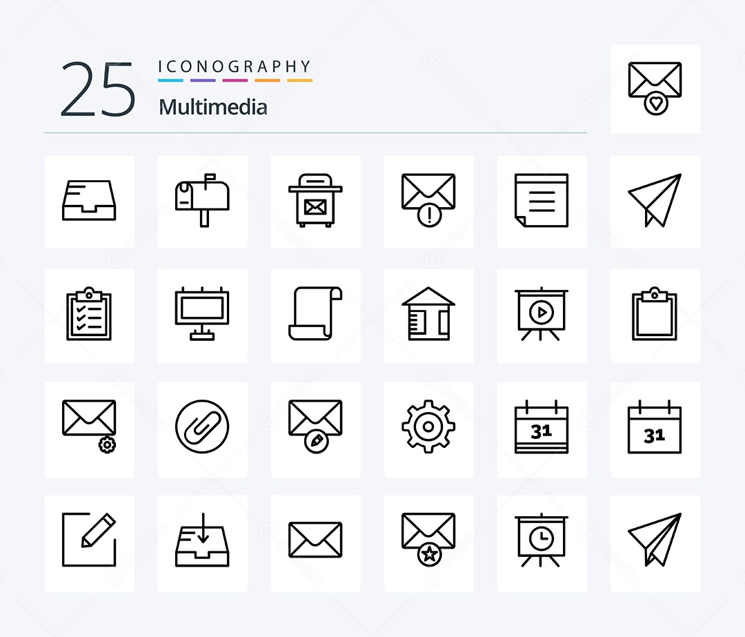 Conjunto de Ícones de Multimídia Ilustração Vetor EPS