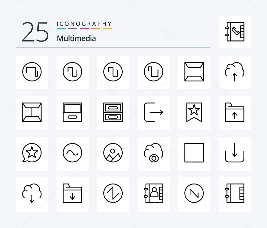 Conjunto de Ícones de Multimídia Ilustração Vetor EPS