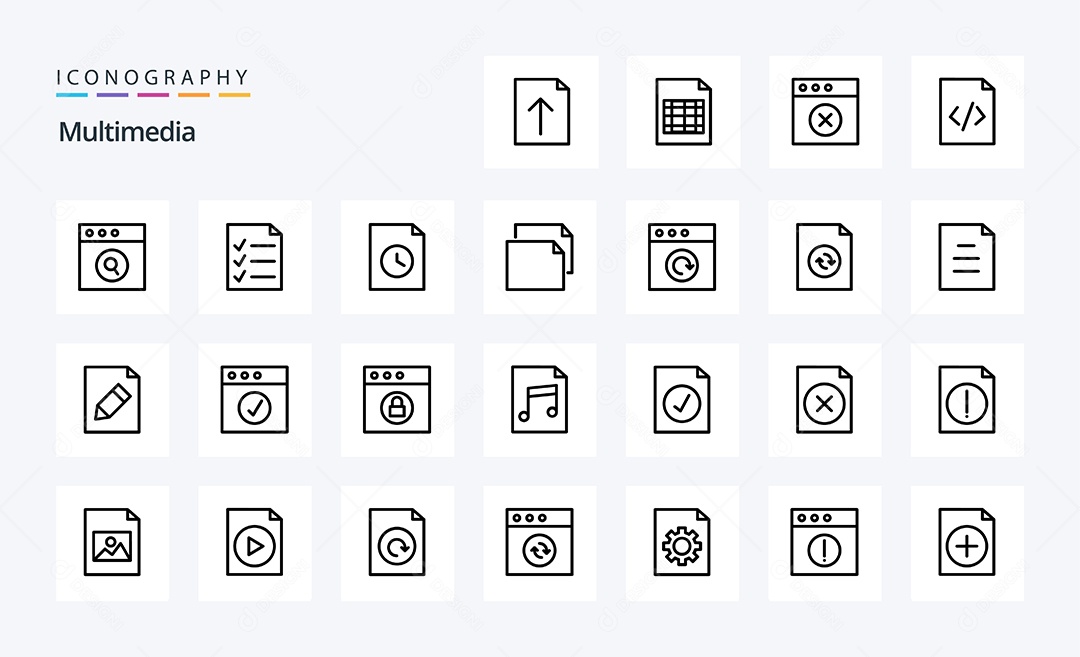 Conjunto de Ícones de Multimídia Ilustração Vetor EPS