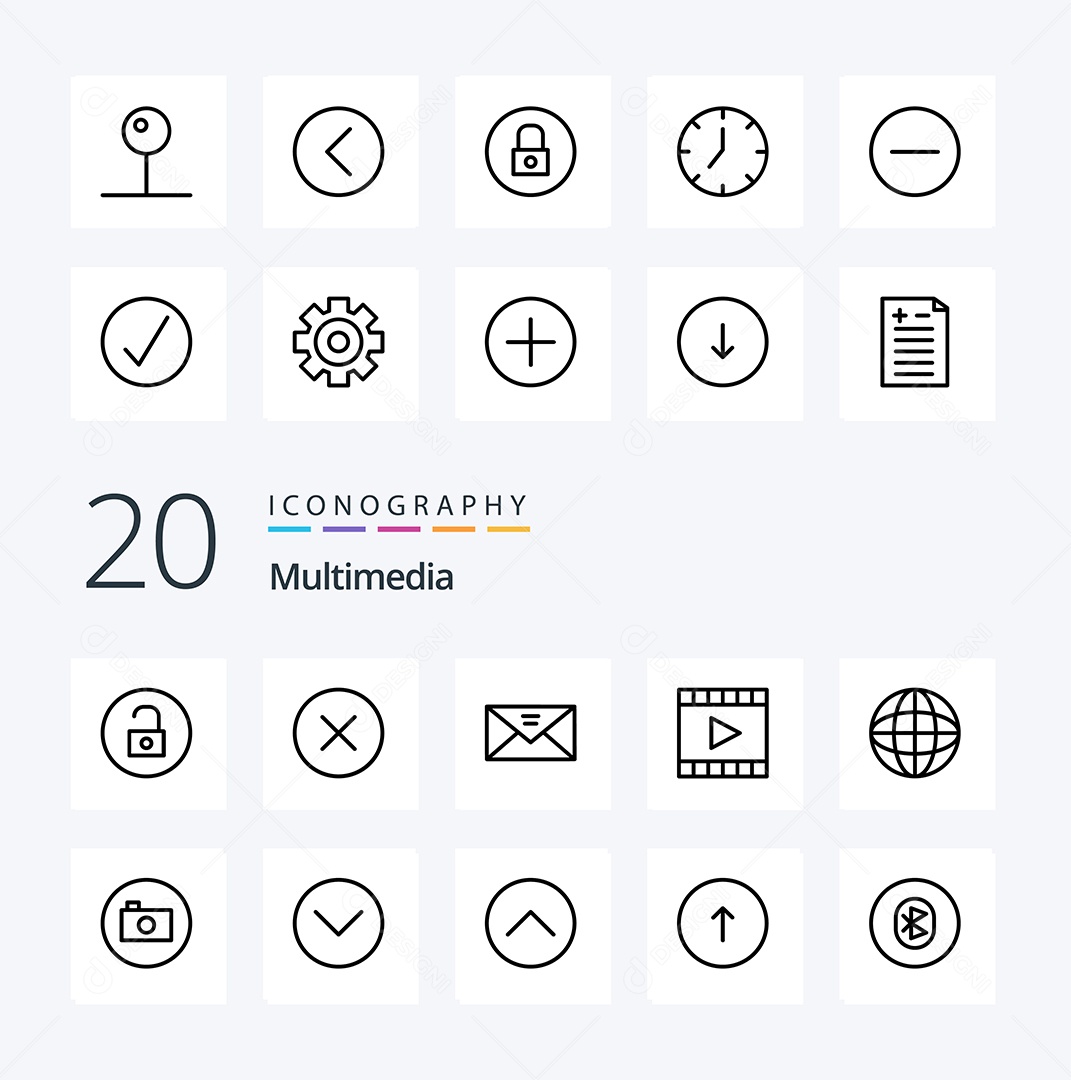 Conjunto de Ícones de Multimídia Ilustração Vetor EPS