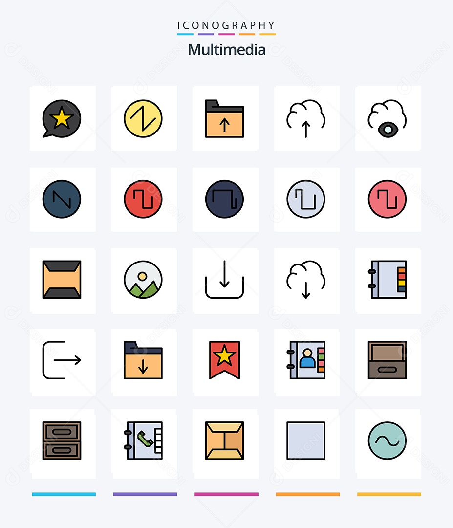 Conjunto de Ícones de Multimídia Ilustração Vetor EPS