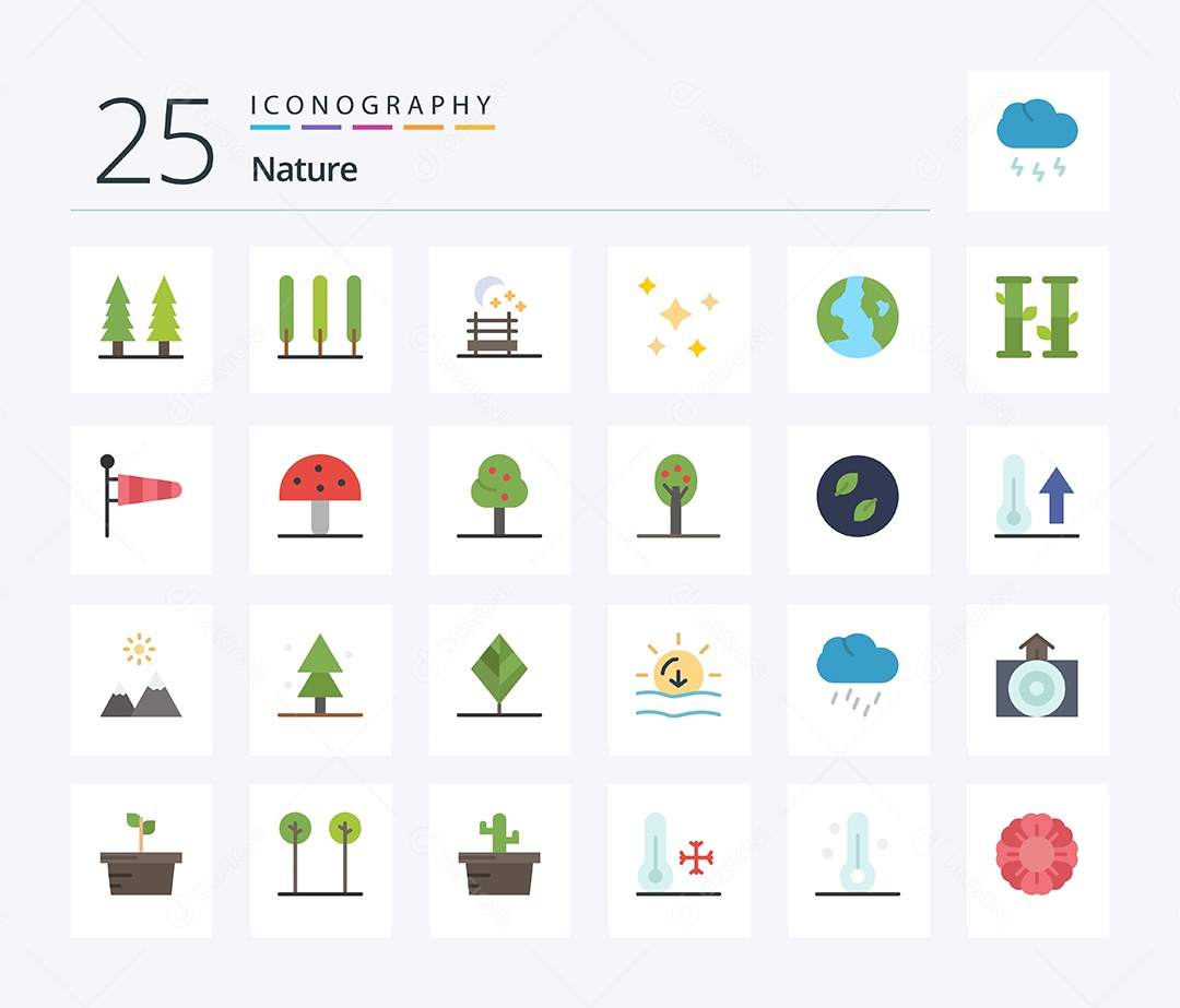 Conjunto de Ícones da Natureza Ilustração Vetor EPS