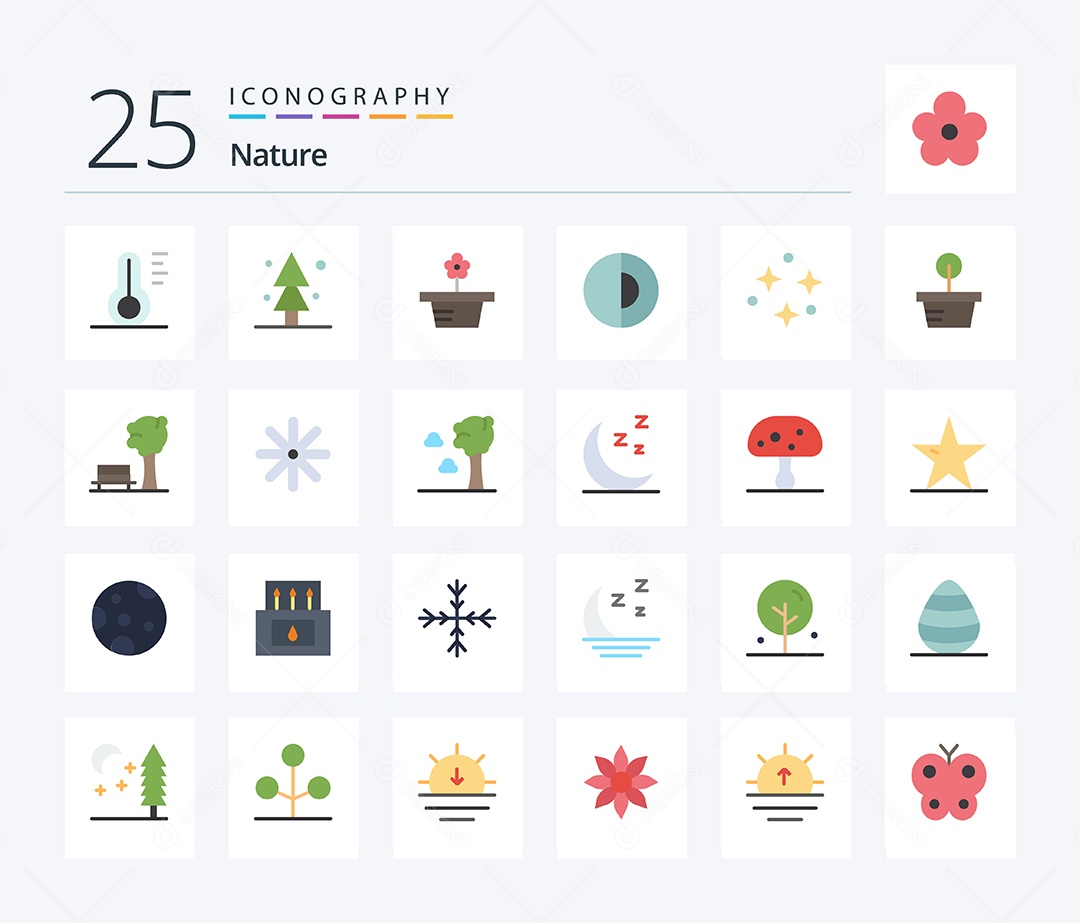 Conjunto de Ícones da Natureza Ilustração Vetor EPS