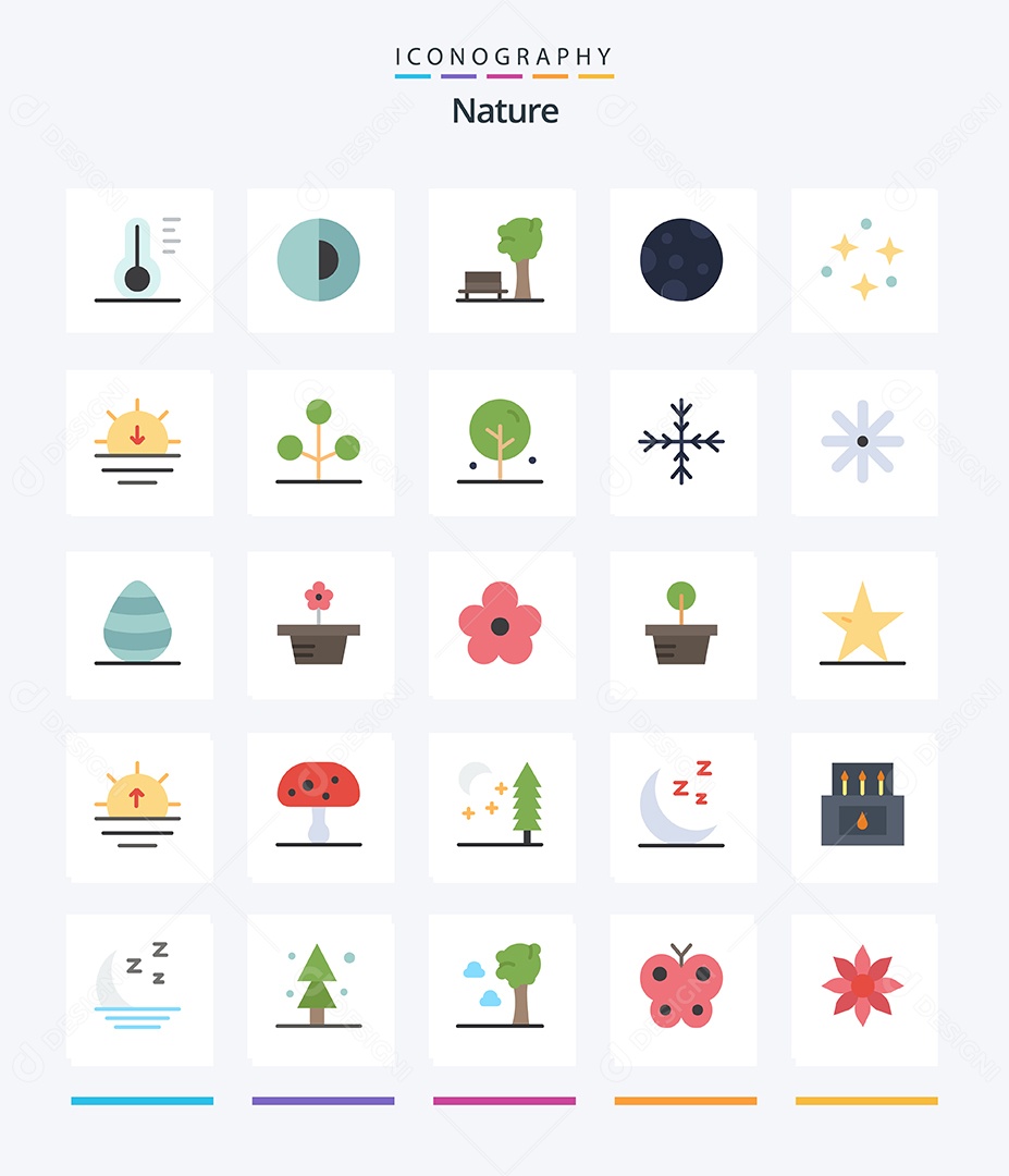 Conjunto de Ícones da Natureza Ilustração Vetor EPS