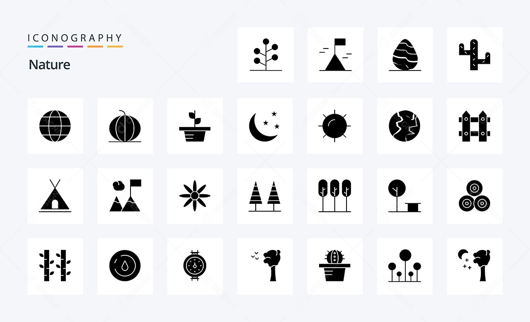 Conjunto de Ícones da Natureza Ilustração Vetor EPS