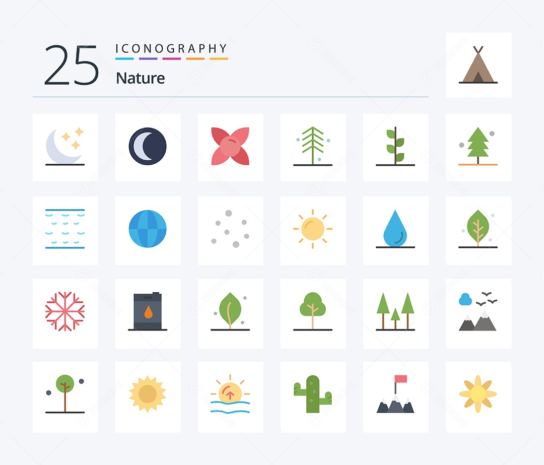 Conjunto de Ícones da Natureza Ilustração Vetor EPS