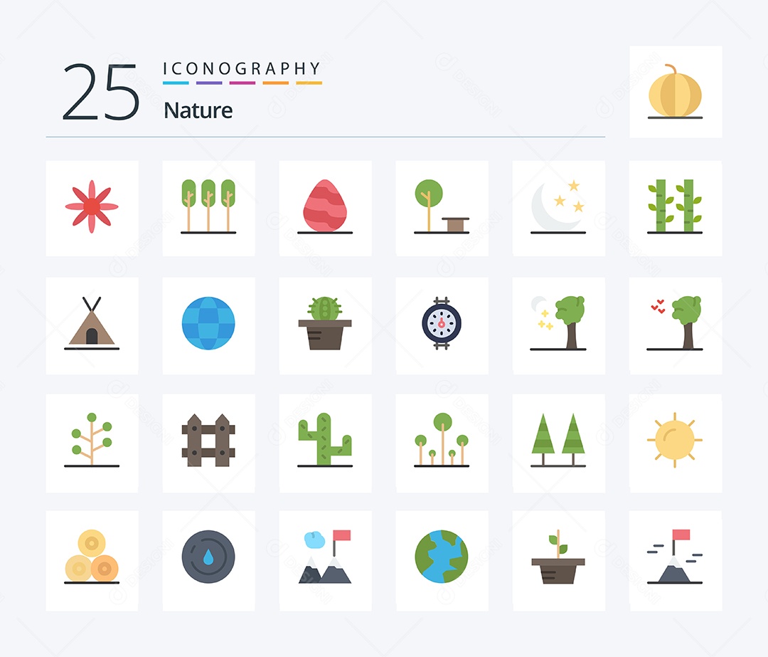 Conjunto de Ícones da Natureza Ilustração Vetor EPS