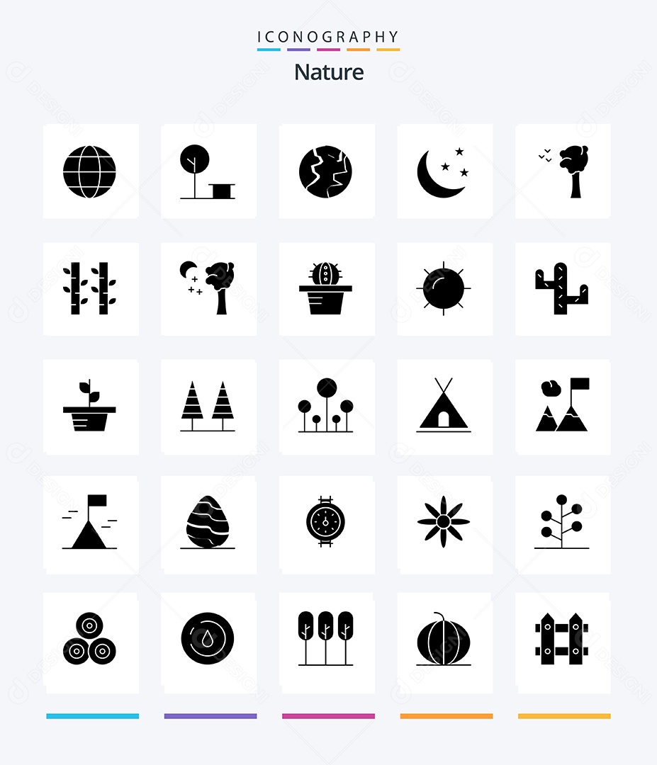 Conjunto de Ícones da Natureza Ilustração Vetor EPS