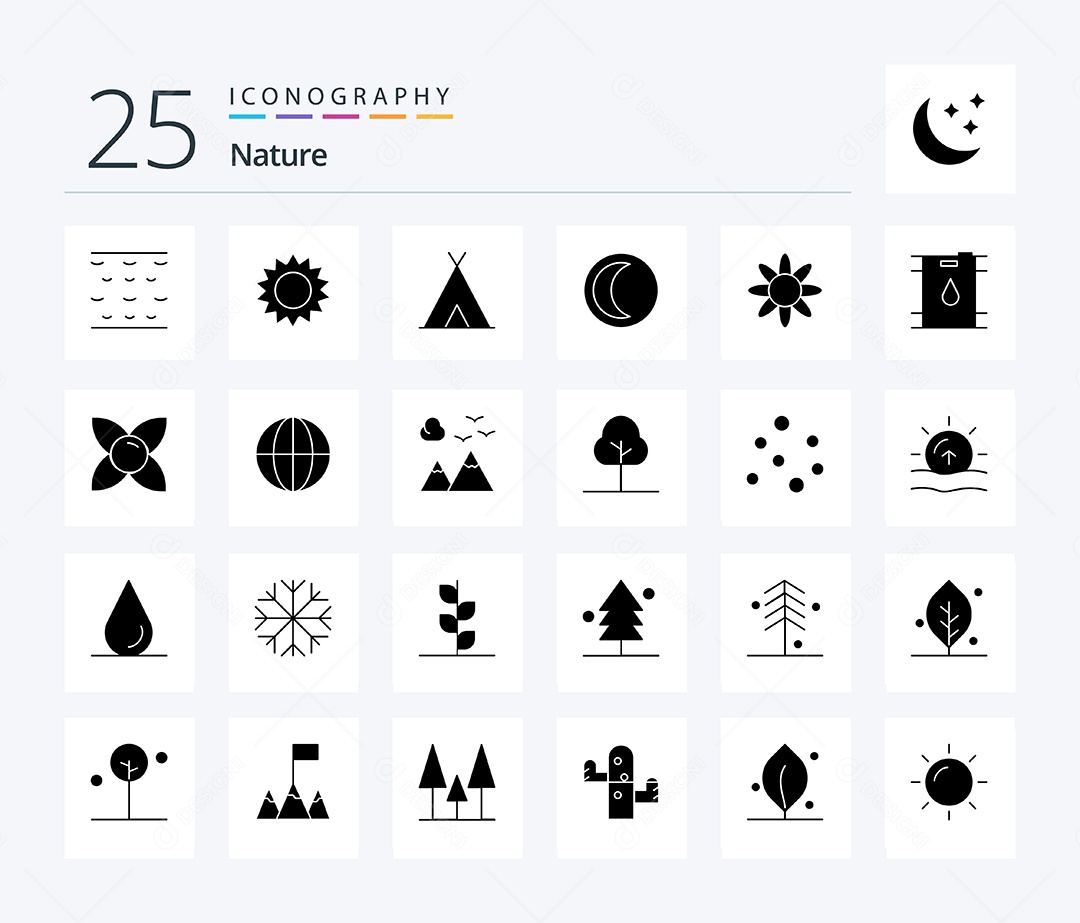 Conjunto de Ícones da Natureza Ilustração Vetor EPS