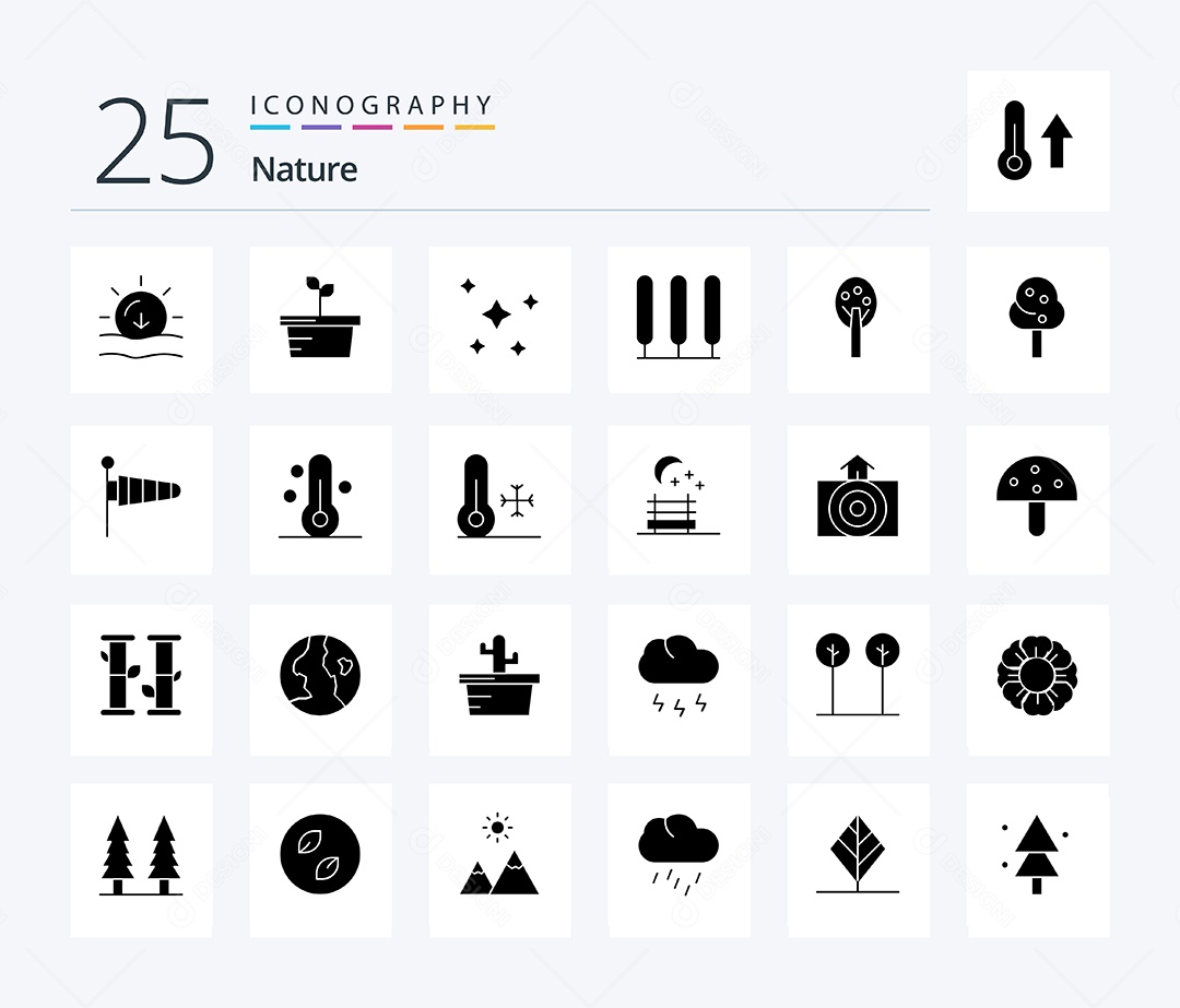 Conjunto de Ícones da Natureza Ilustração Vetor EPS