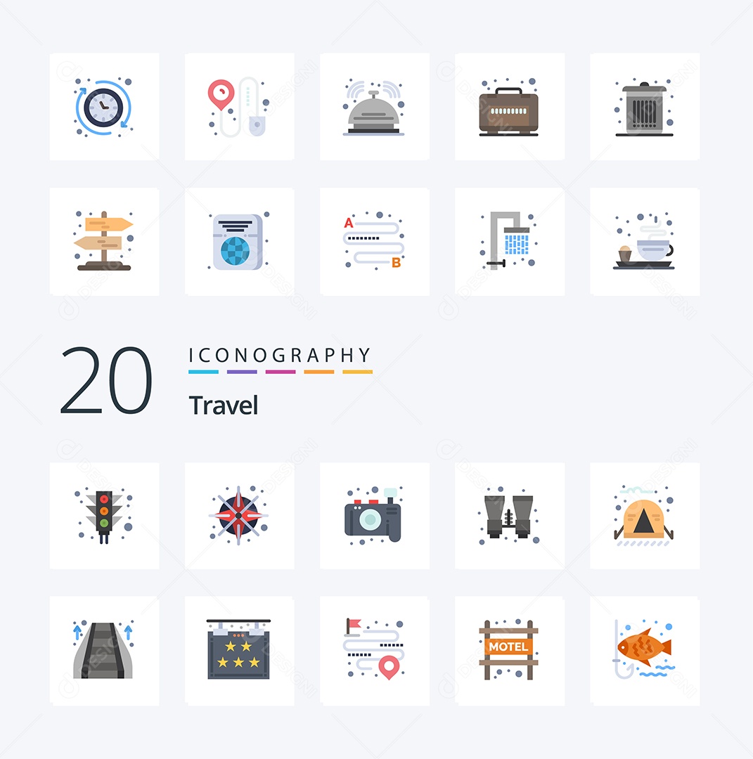 Conjunto de Ícones de Viagem Ilustração Vetor EPS