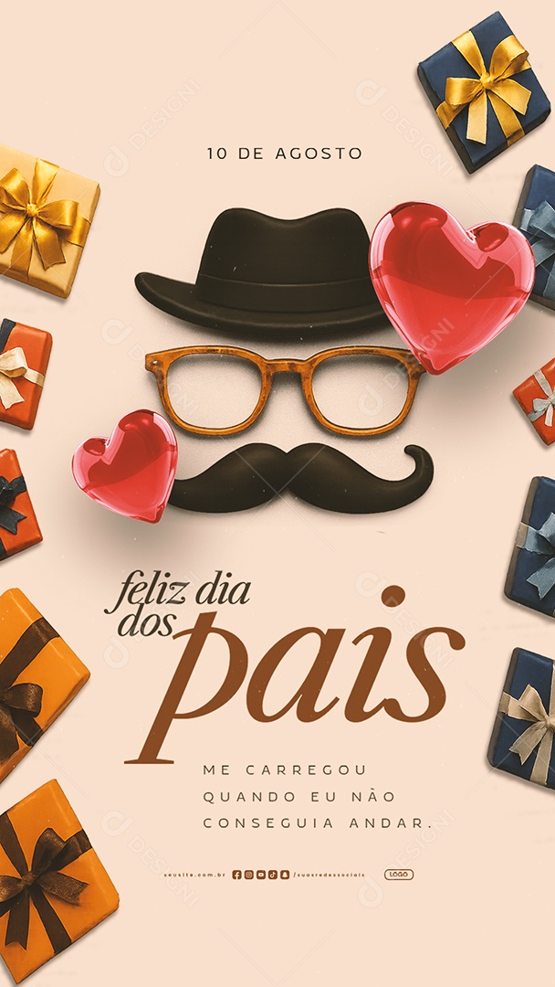 Story Feliz Dia dos Pais 10 de Agosto Me Carregou Social Media PSD Editável