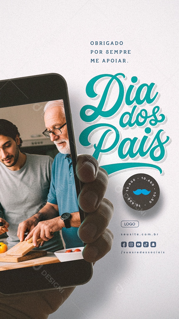 Story Dia dos Pais 10 de Agosto Obrigado Por Sempre Social Media PSD Editável