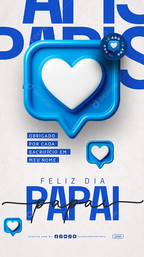 Story Feliz Dia dos Pais 10 de Agosto Papis Social Media PSD Editável