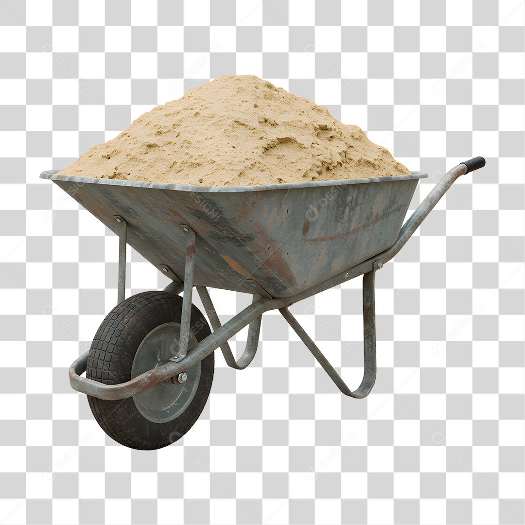 Carrinho de Mão com Areia PNG Transparente