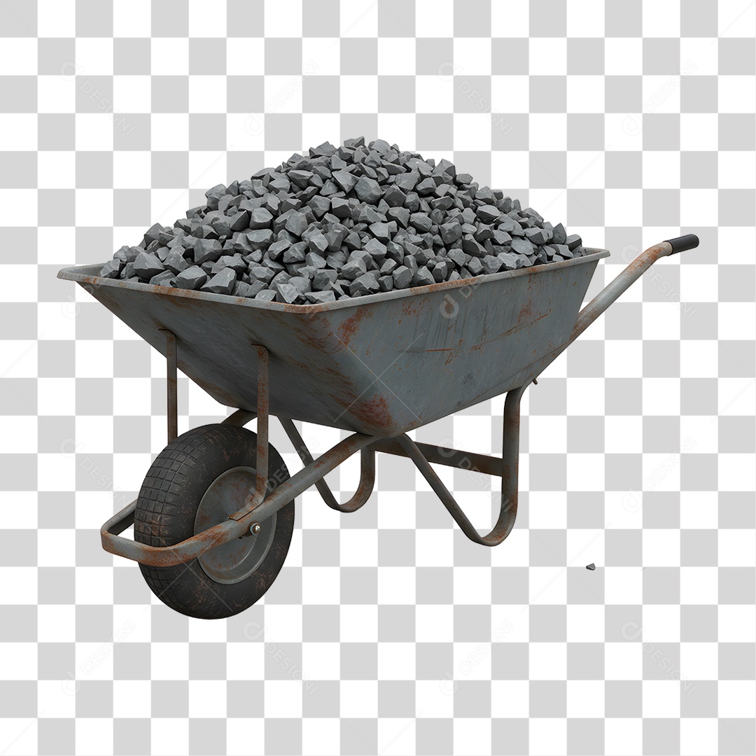 Carrinho de Mão com Britas PNG Transparente