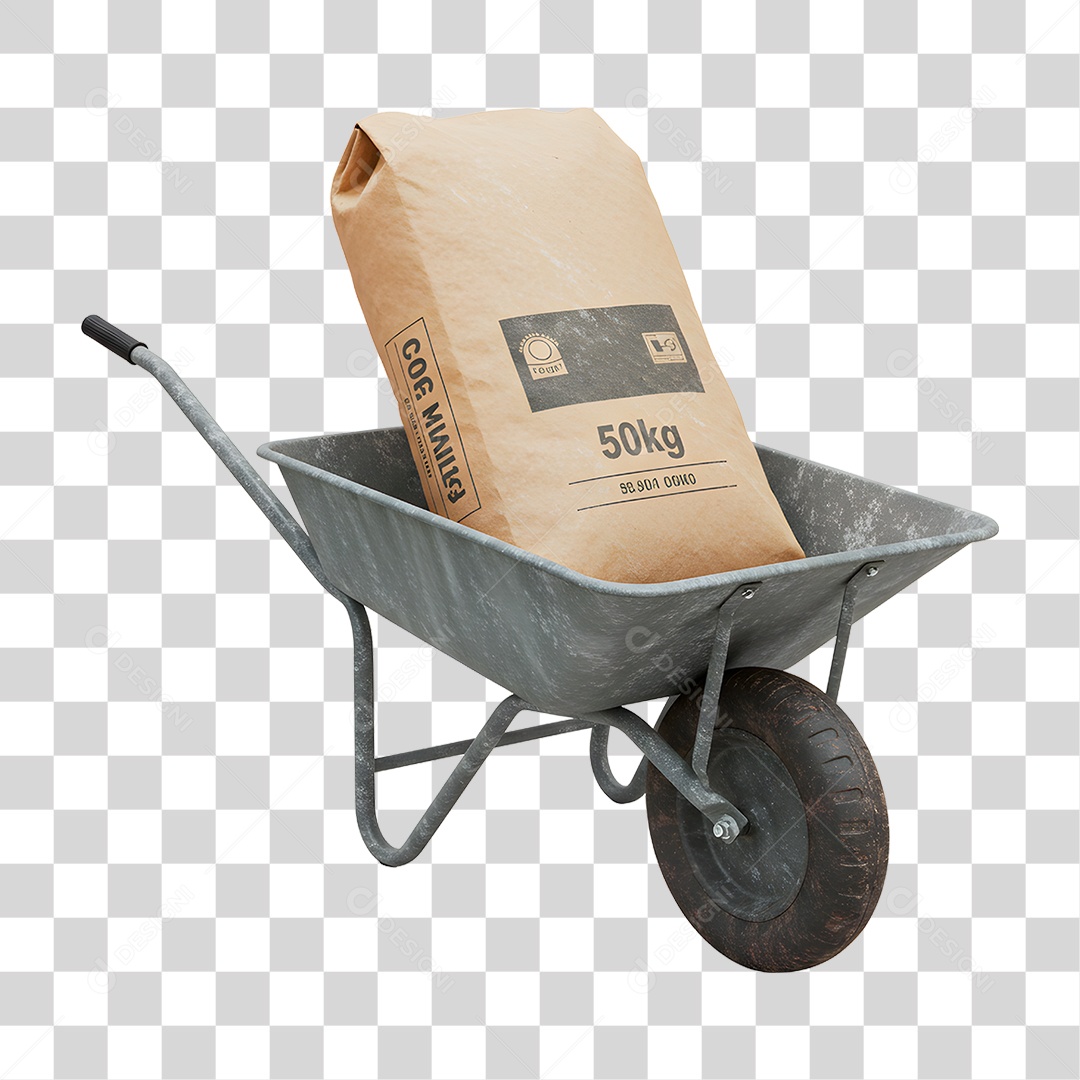 Carrinho de Mão com Cimento PNG Transparente