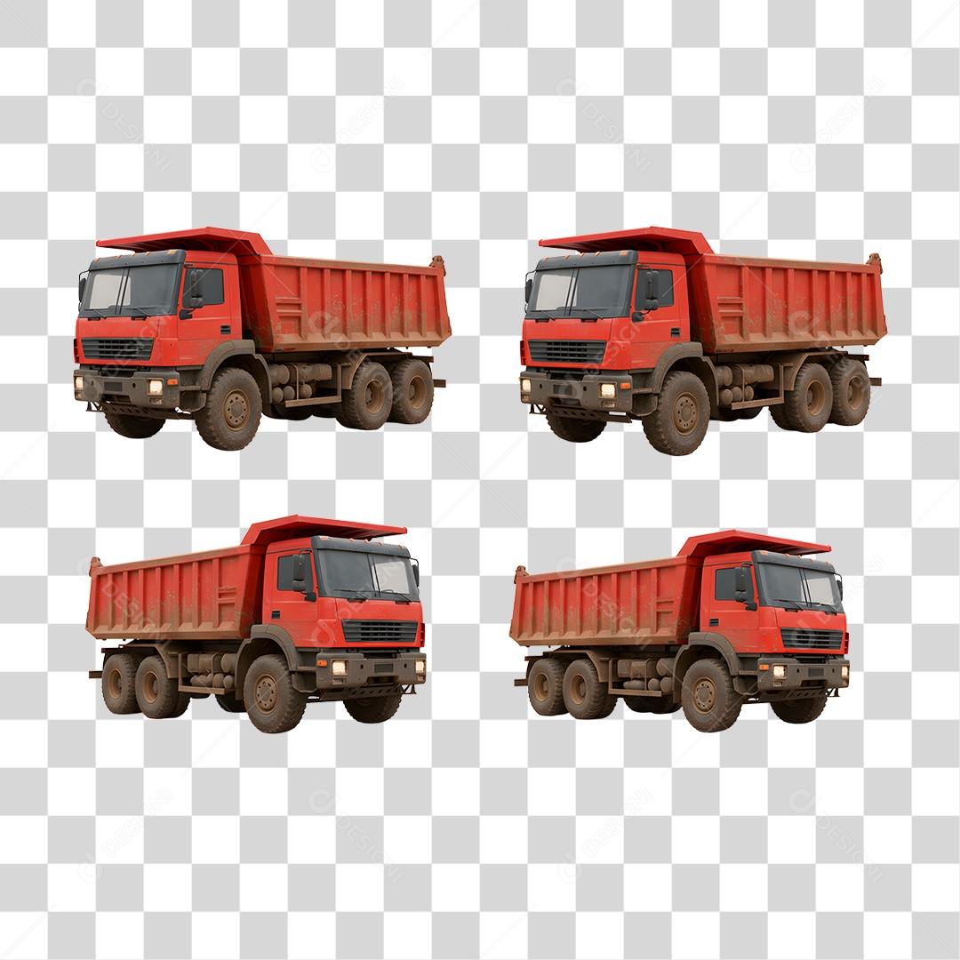 Caminhão Caçamba Vermelho PNG Transparente