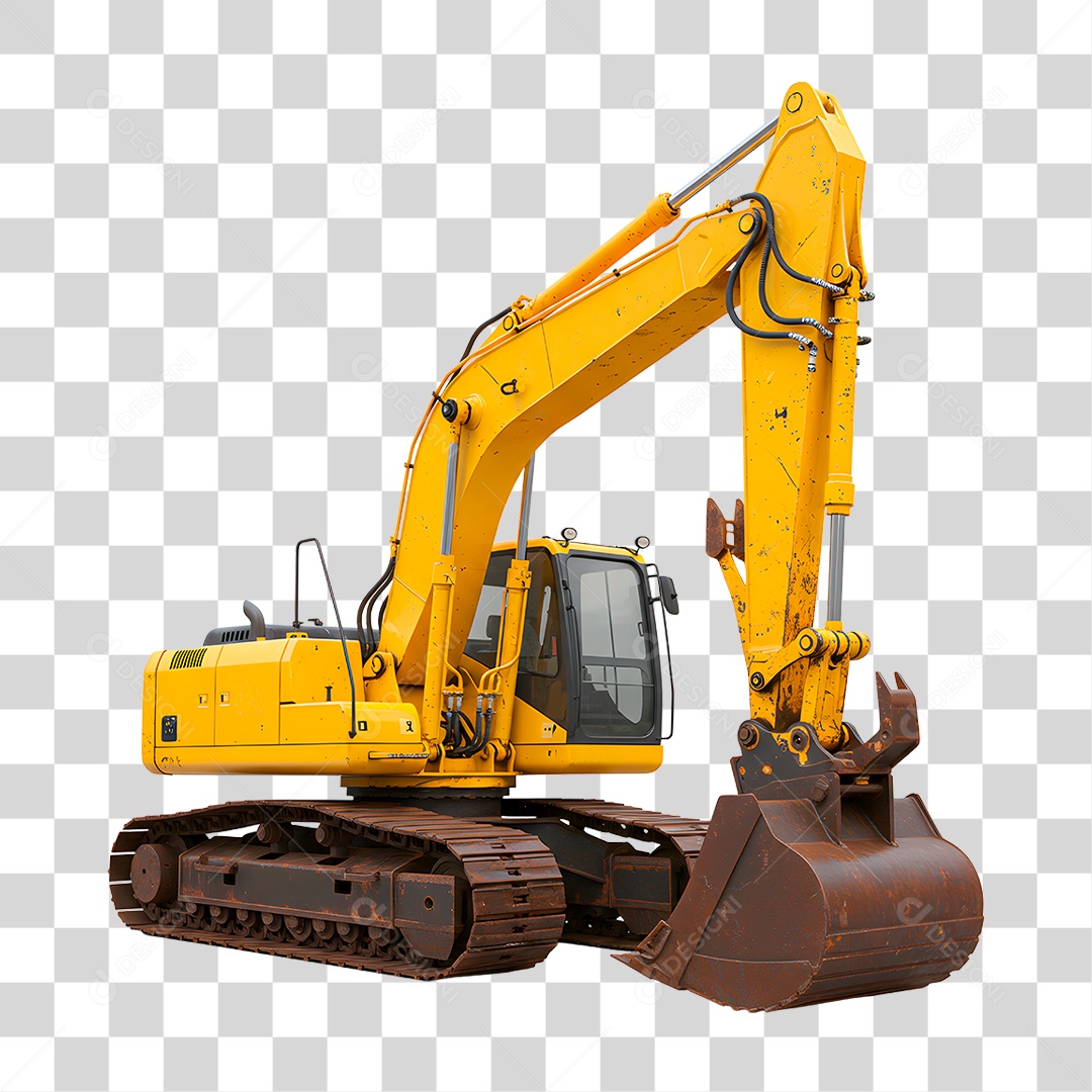 Escavadeira Amarela PNG Transparente