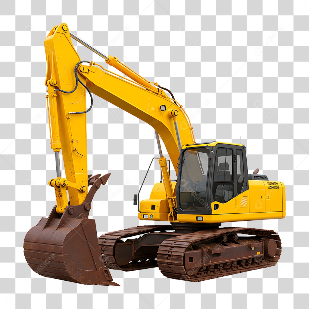 Escavadeira Amarela PNG Transparente
