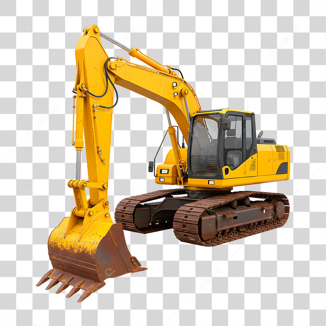Escavadeira Amarela PNG Transparente