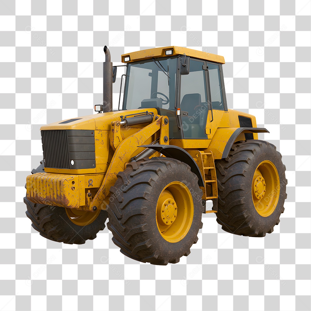 Trator Amarelo PNG Transparente