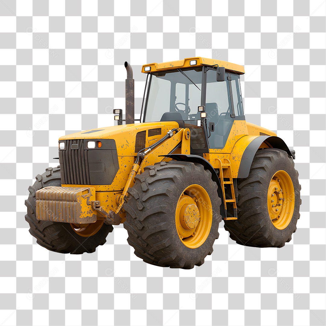 Trator Amarelo PNG Transparente
