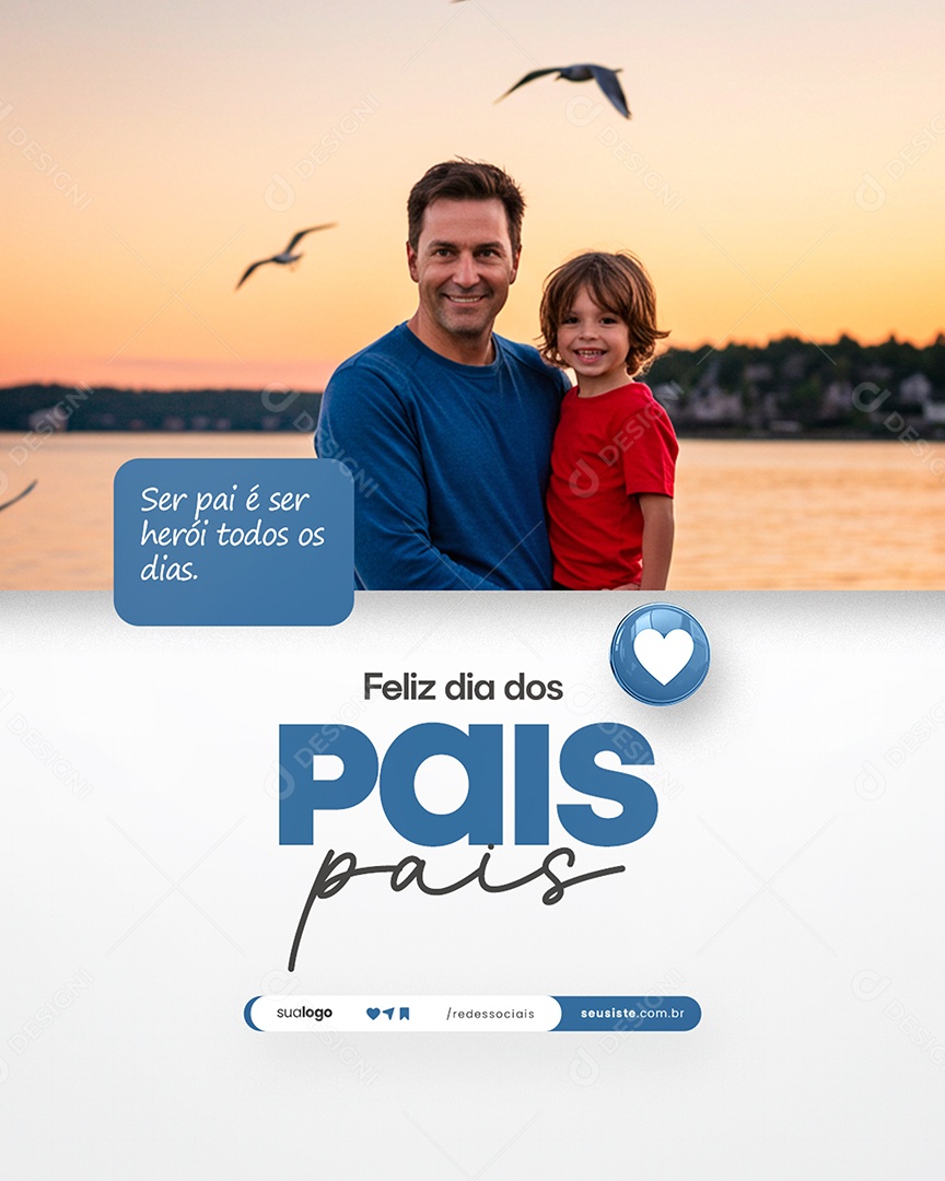 Feed Feliz dia dos pais Flyer Social media PSD Editável