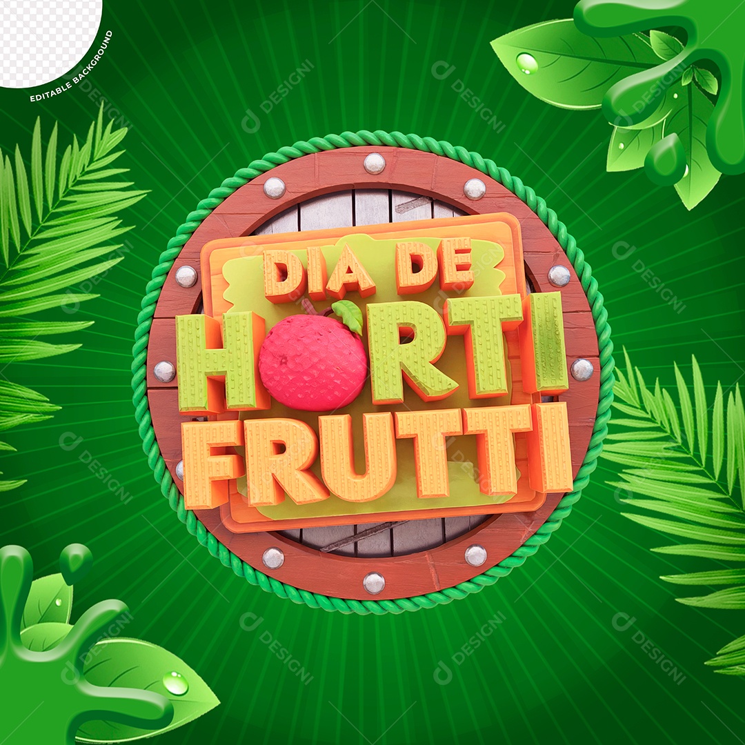 Selo 3D Dia de Hortifruti Para Composição PSD