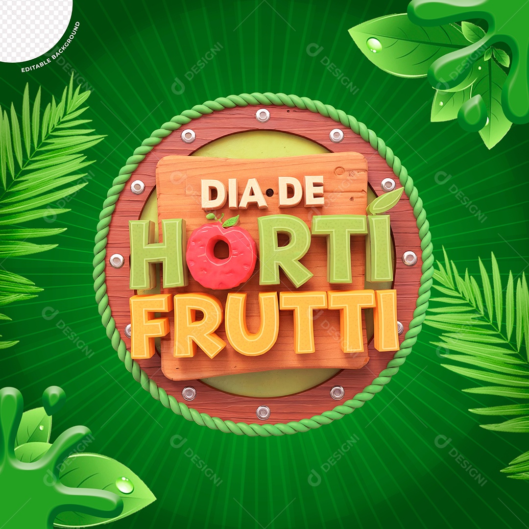Selo 3D Dia de Hortifruti Para Composição PSD