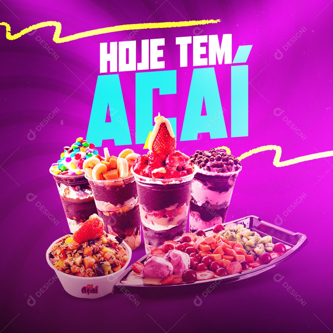 Açaiteria Hoje Tem Açaí Social Media PSD Editável